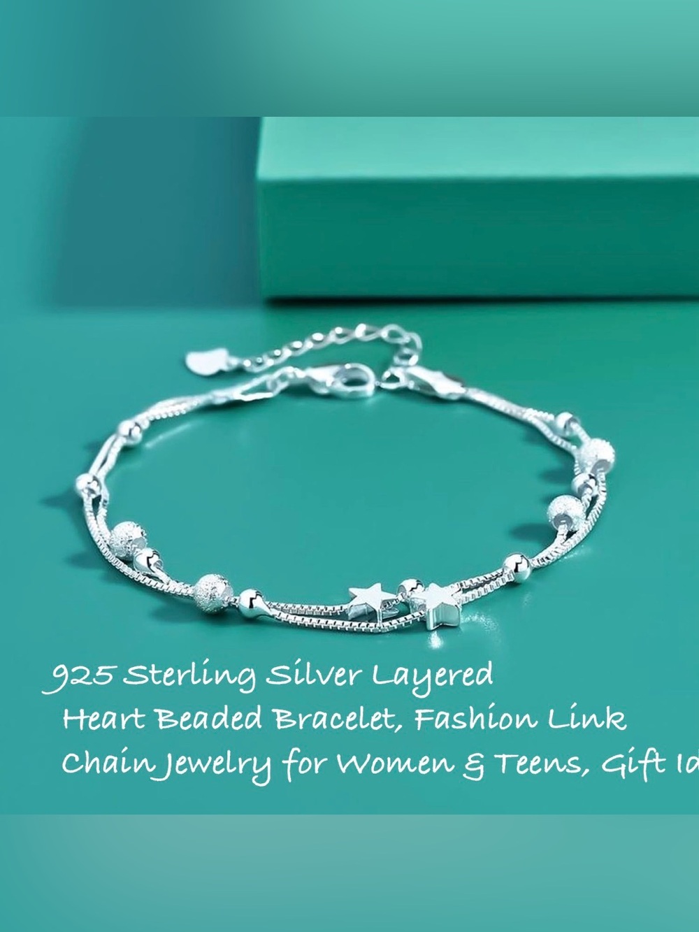 Sterling Silver Layered Star & Bead Bracelet - Elegant Silver Women's Jewelry